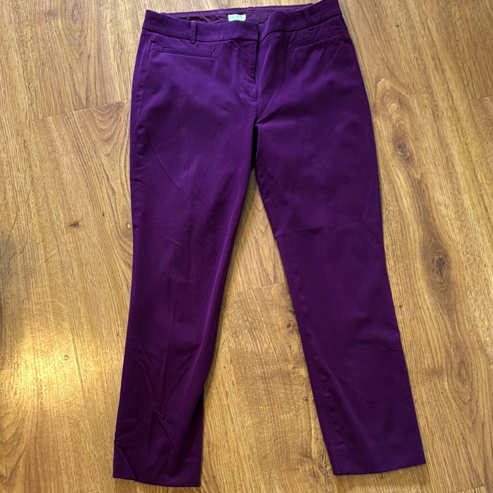 J. Crew Rich Plum Trousers Size 10S- Stretch